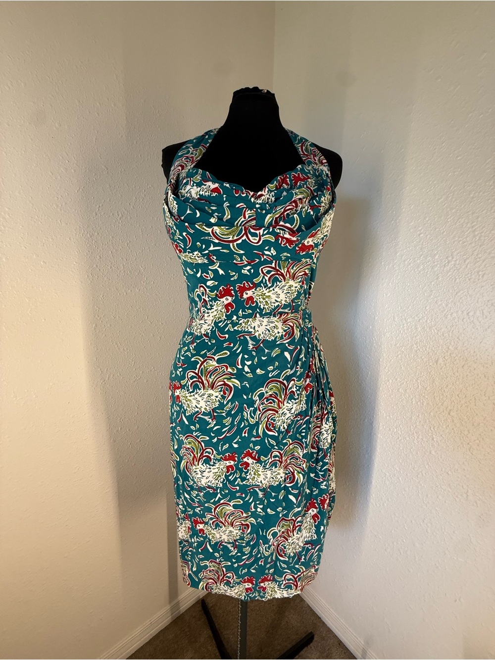 Trashy diva Teal Floral Halter Sheath Dress chicken 16
